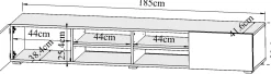 TV-Schrank Podium 185 cm - weiß