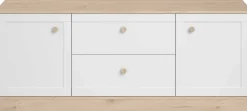TV-Schrank Sophia - 158x40x63cm - 2 Türen und 2 Schubladen - weiß/Eiche Dekor