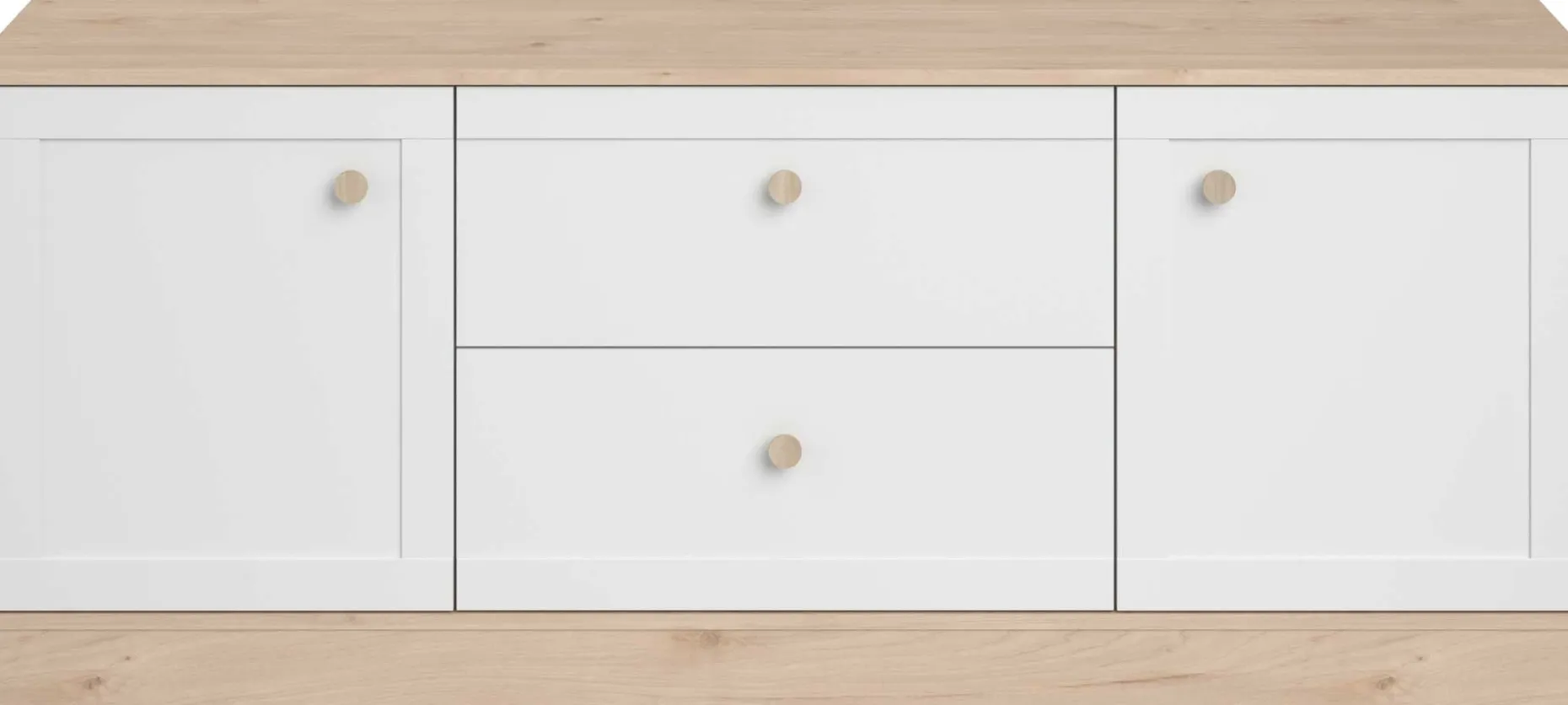 TV-Schrank Sophia - 158x40x63cm - 2 Türen und 2 Schubladen - weiß/Eiche Dekor