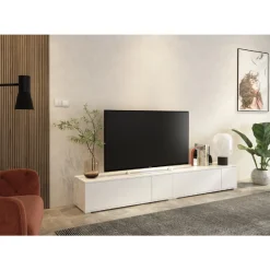 TV-Schrank Unique - 111x38x32 cm - Weiß/weichgemachte Spanplatte