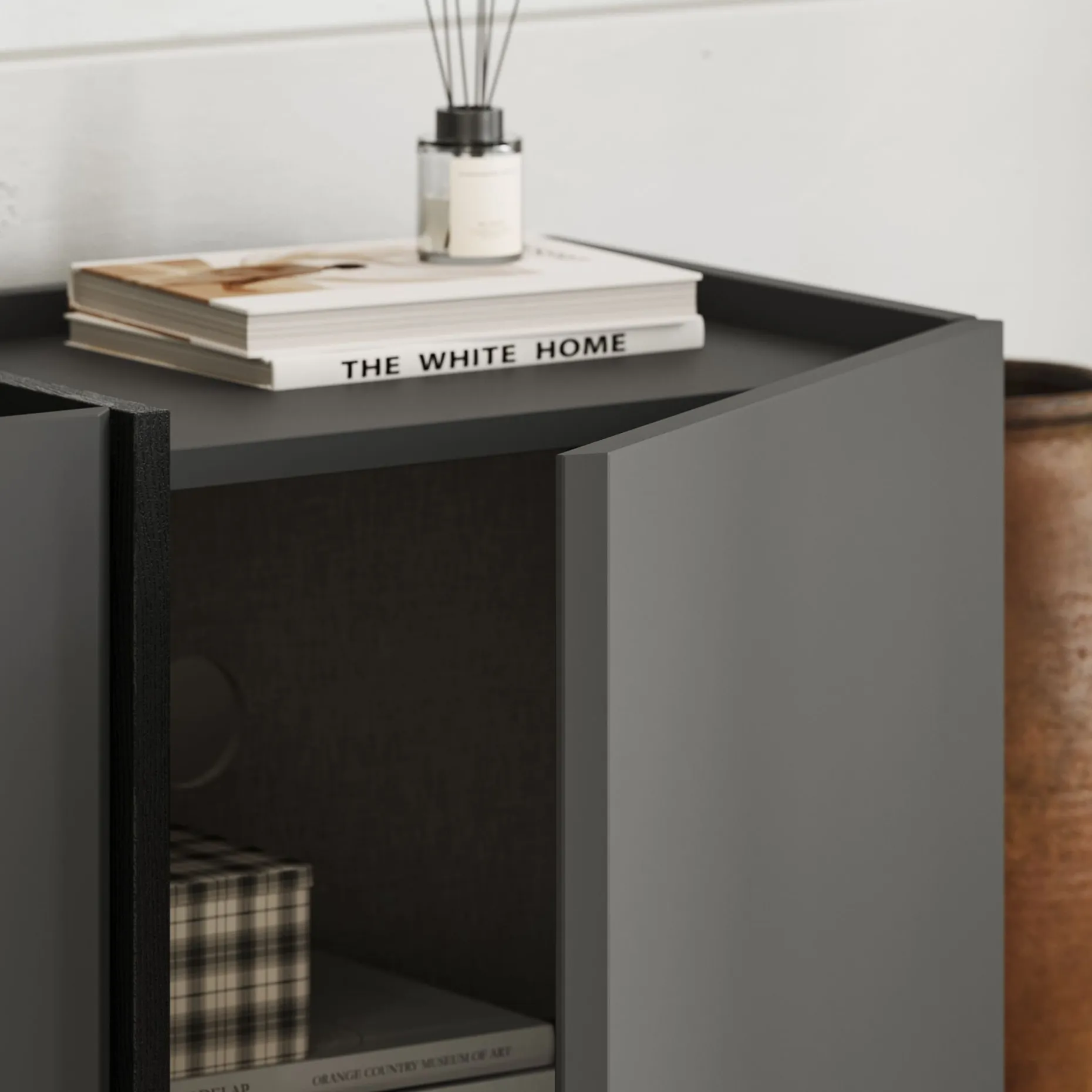 TV-Ständer Lowen - 100% MELAMINE - Anthrazit - 46 x 35 x 180 cm