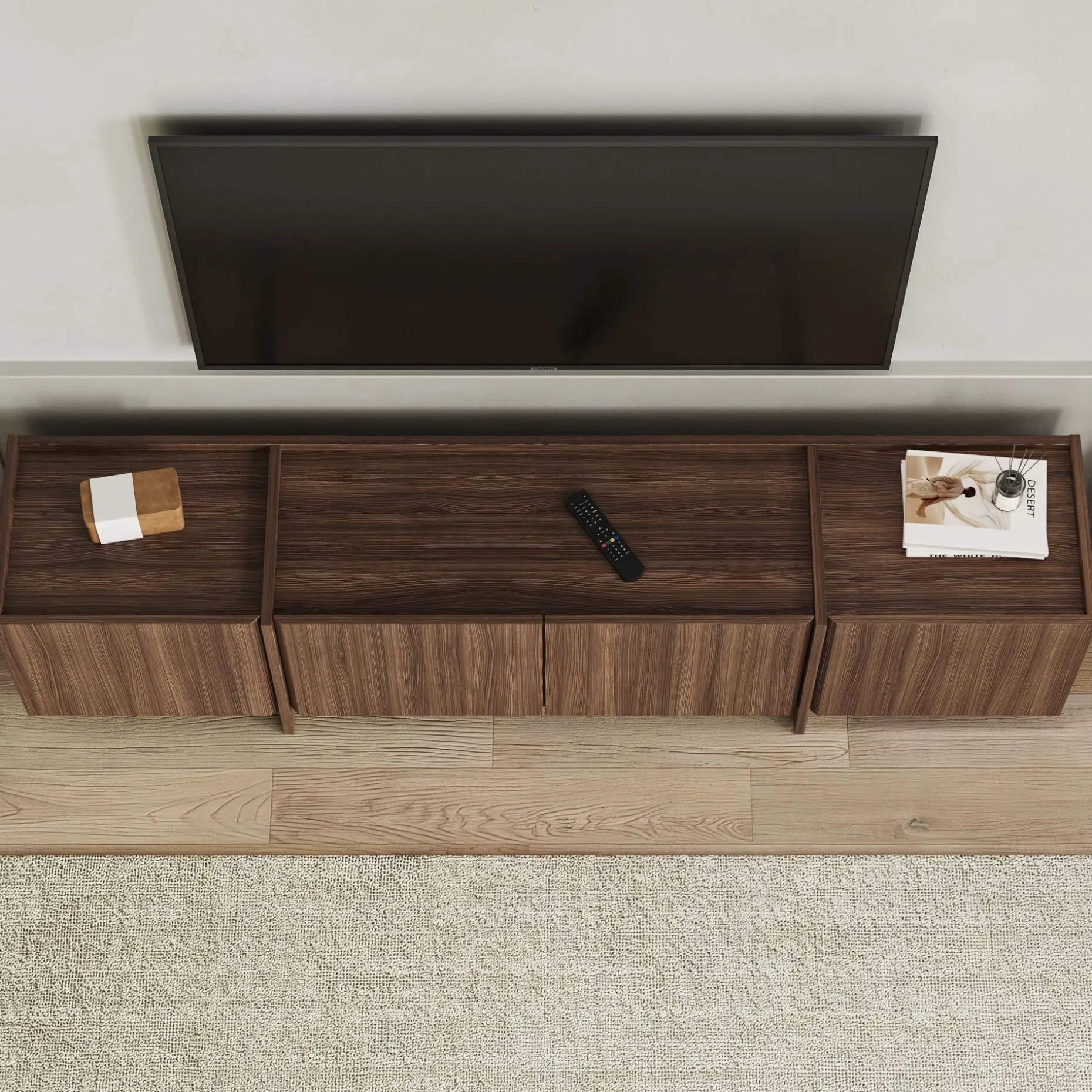 TV-Ständer Lowen - 100% MELAMINE - Milano-Walnuss - 46 x 35 x 180 cm