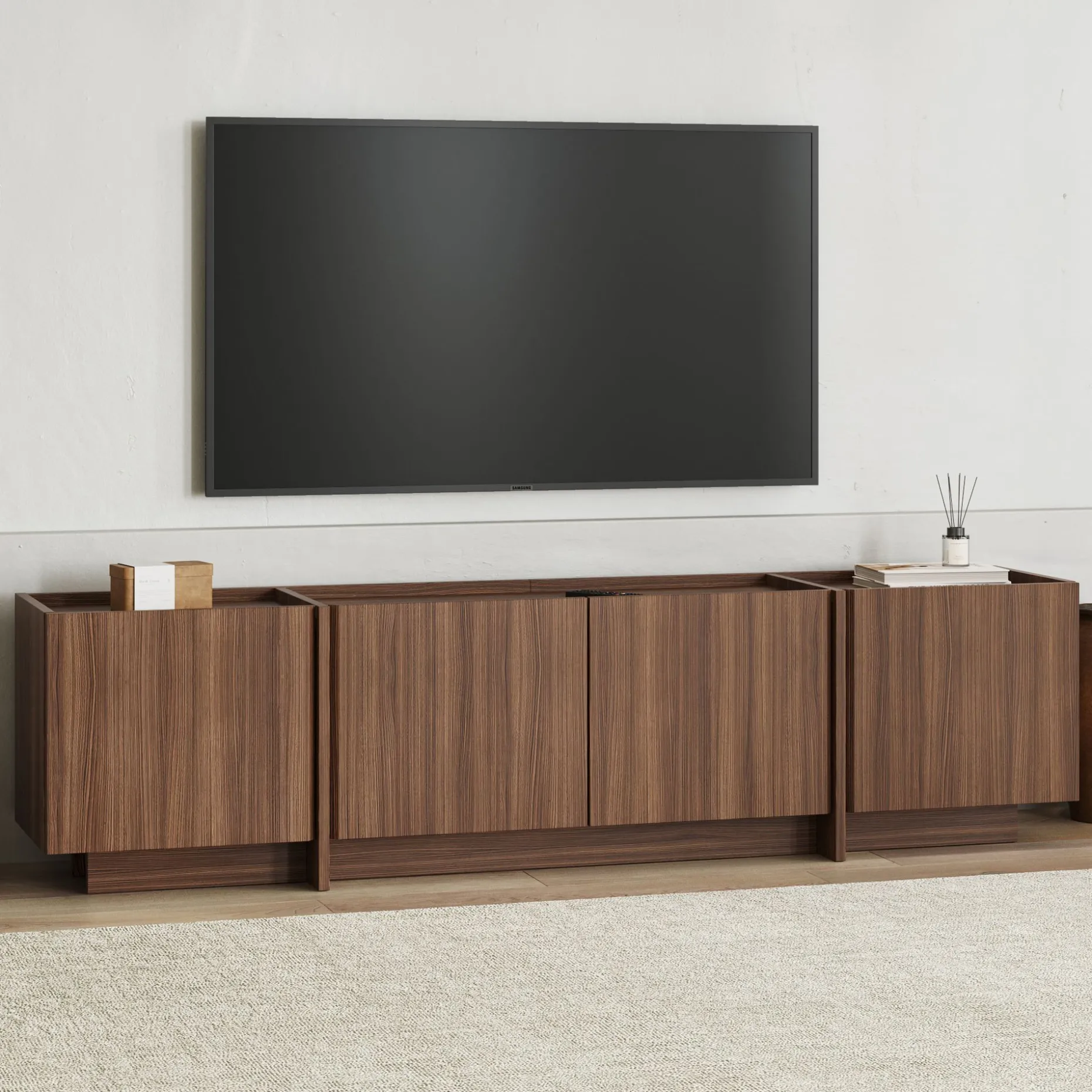 TV-Ständer Lowen - 100% MELAMINE - Milano-Walnuss - 46 x 35 x 180 cm