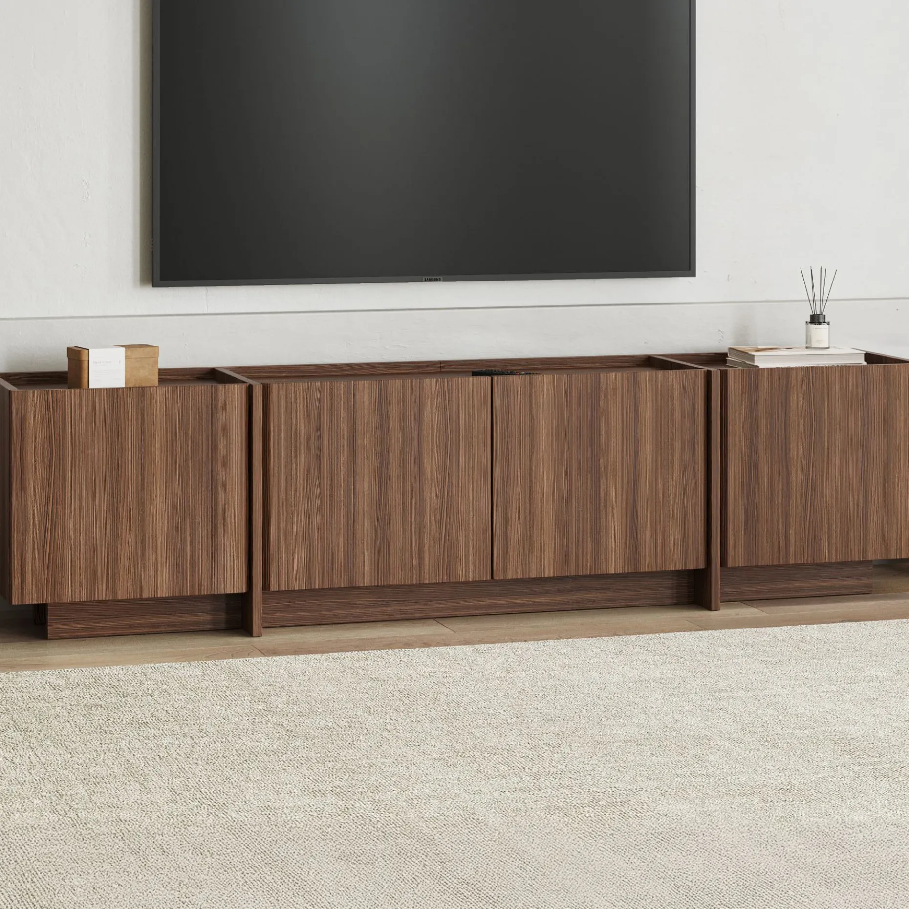 TV-Ständer Lowen - 100% MELAMINE - Milano-Walnuss - 46 x 35 x 180 cm