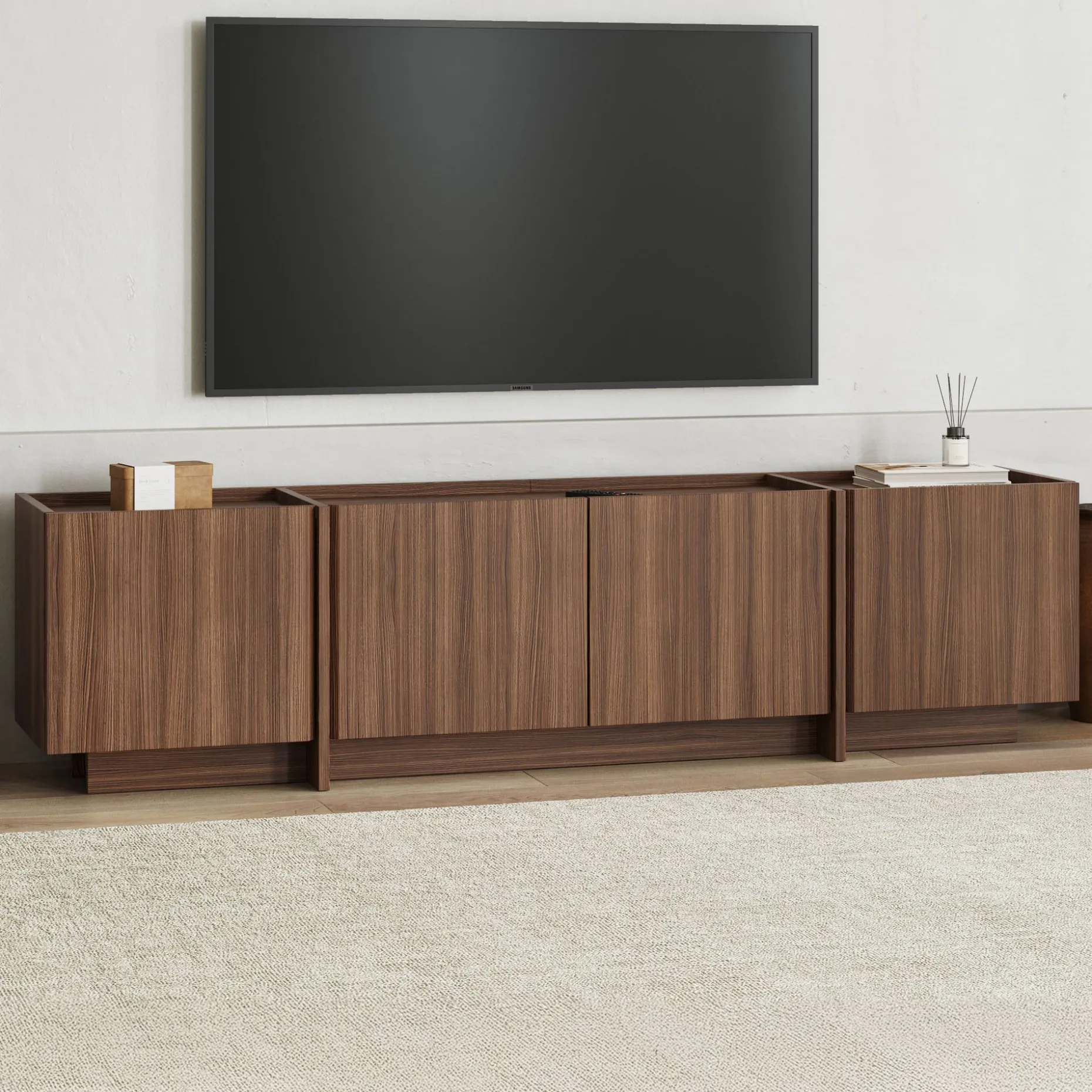 TV-Ständer Lowen - 100% MELAMINE - Milano-Walnuss - 46 x 35 x 180 cm