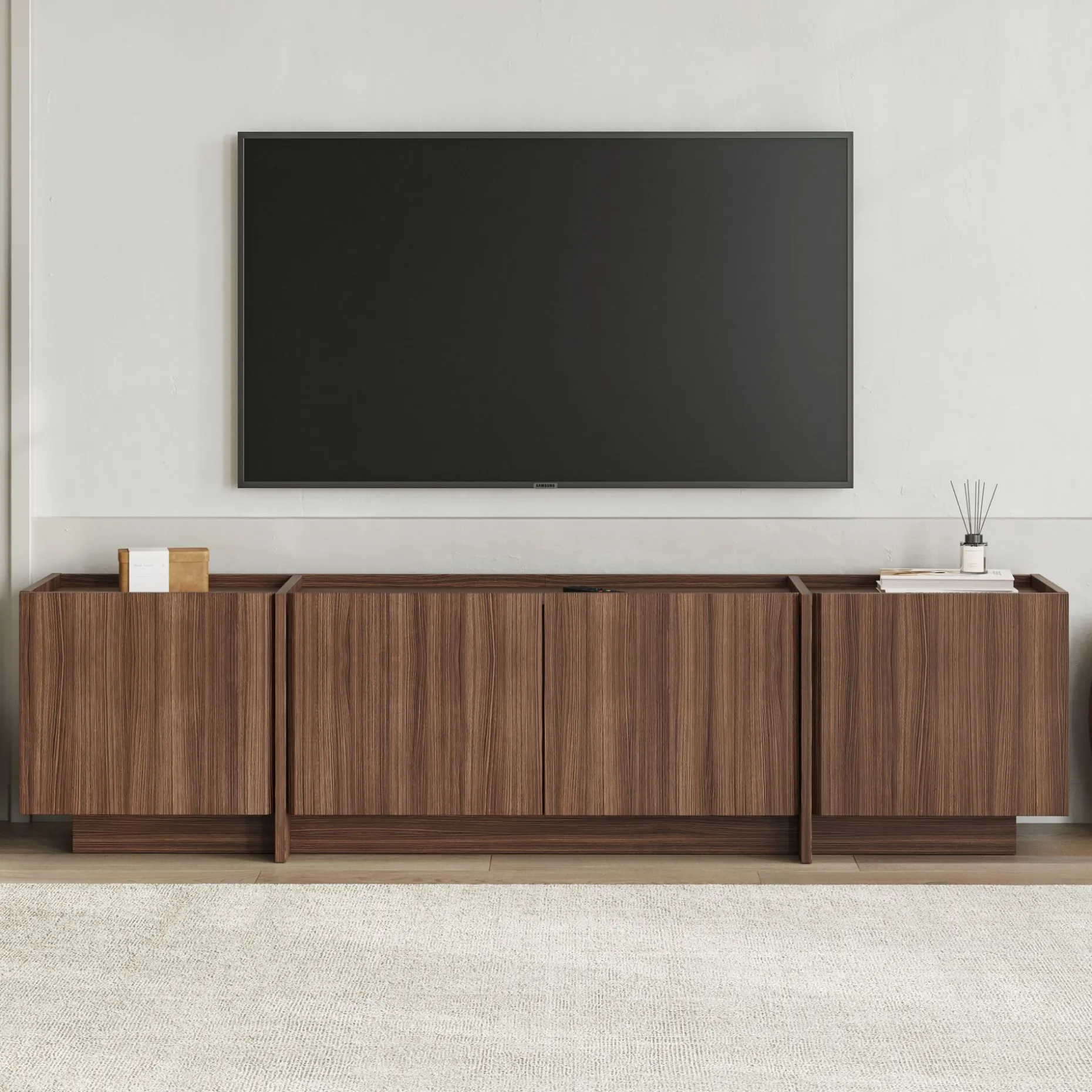 TV-Ständer Lowen - 100% MELAMINE - Milano-Walnuss - 46 x 35 x 180 cm