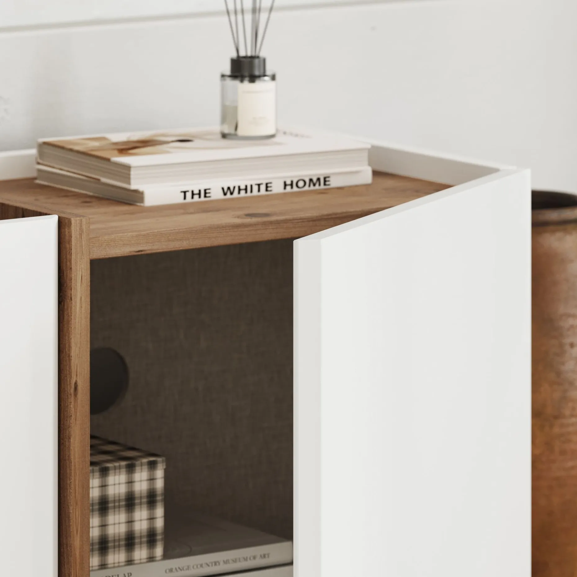 TV-Ständer Lowen - 100% MELAMINE - Weiß - 46 x 35 x 180 cm