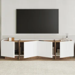 TV-Ständer Lowen - 100% MELAMINE - Weiß - 46 x 35 x 180 cm