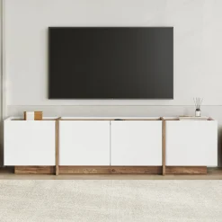 TV-Ständer Lowen - 100% MELAMINE - Weiß - 46 x 35 x 180 cm