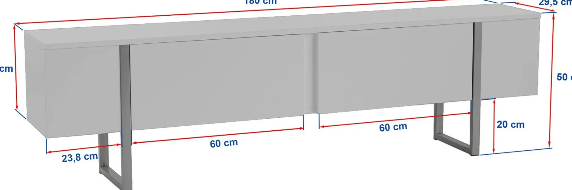 TV-Ständer Onera - 100% MELAMINE - Anthrazit - 50 x 30 x 180 cm