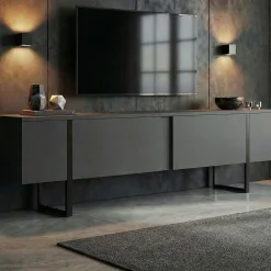 TV-Ständer Onera - 100% MELAMINE - Anthrazit - 50 x 30 x 180 cm