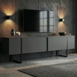 TV-Ständer Onera - 100% MELAMINE - Anthrazit - 50 x 30 x 180 cm