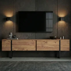 TV-Ständer Onera - 100% MELAMINE - Atlantik-Kiefer - 50 x 30 x 180 cm
