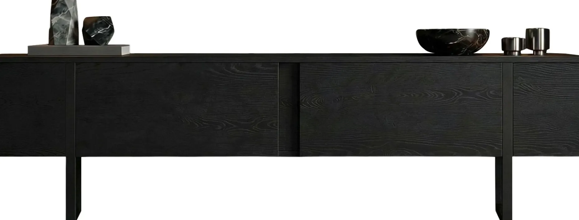 TV-Ständer Onera - 100% MELAMINE - Holzschwarz - 50 x 30 x 180 cm