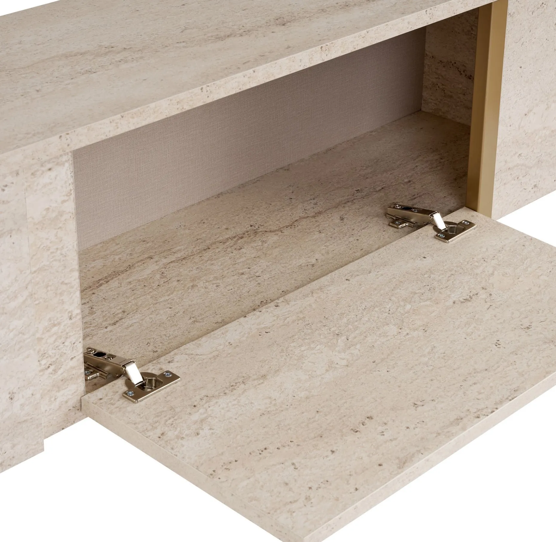 TV-Ständer Onera - 100% MELAMINE - Travertin - 50 x 30 x 180 cm