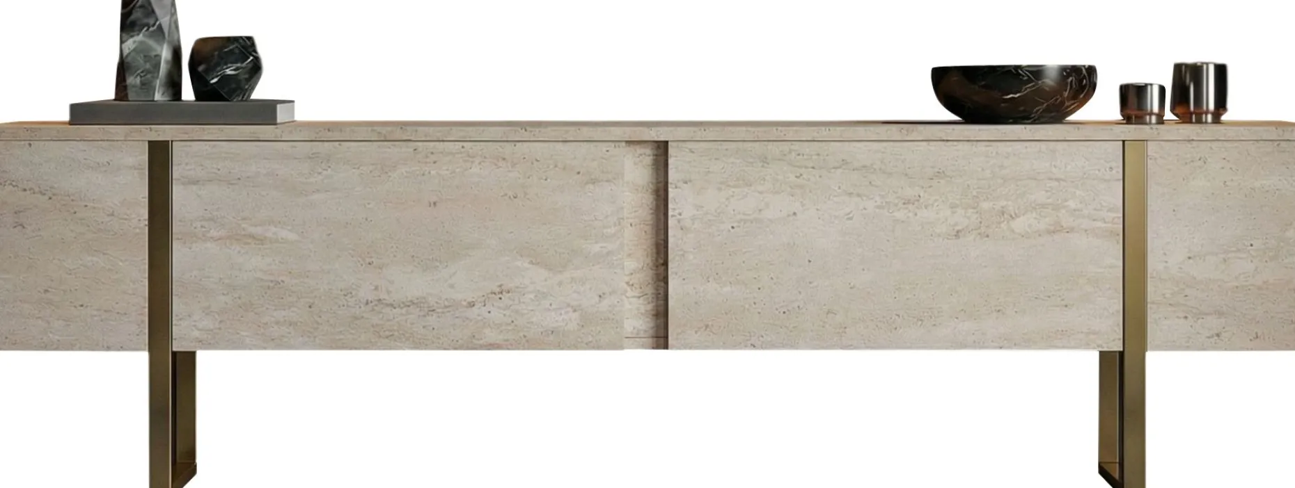 TV-Ständer Onera - 100% MELAMINE - Travertin - 50 x 30 x 180 cm