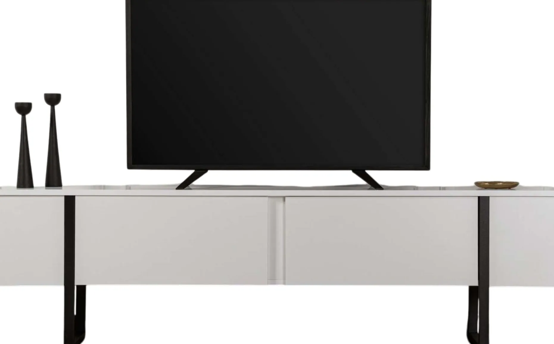 TV-Ständer Serenity - 100% MELAMINE - Weiß - 45 x 30 x 180 cm