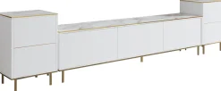 TV-Wandmöbel Imaj - 100% MELAMINE - Weißer Marmor - 180 x 60 x 35 cm