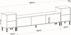TV-Wandmöbel Imaj - 100% MELAMINE - Weißer Marmor - 180 x 60 x 35 cm