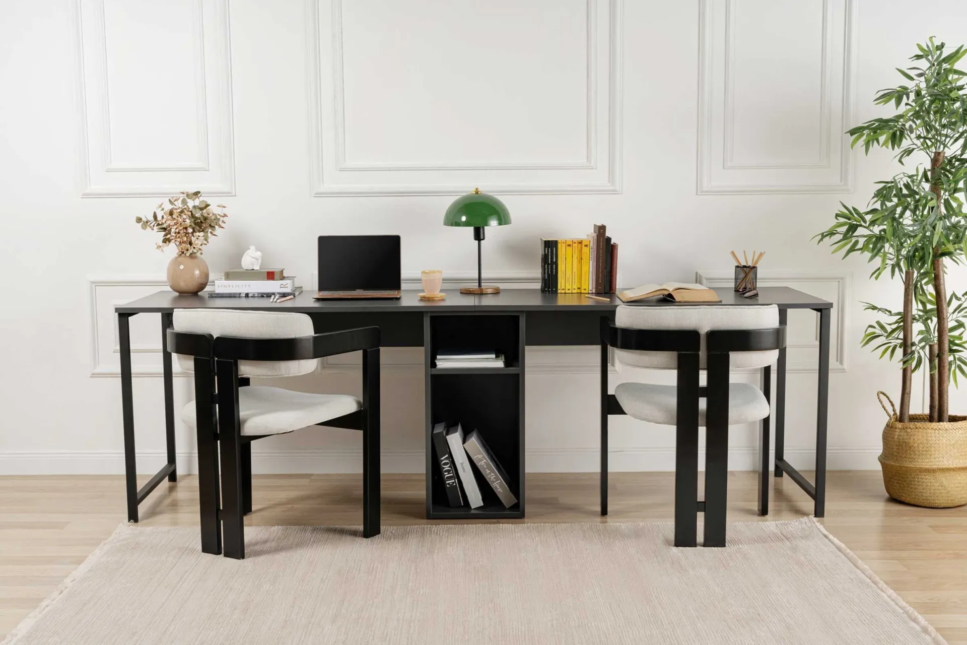 Emob Twin Schreibtisch | 100 % MELAMIN | Anthrazit, Schwarz