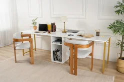 Emob Twin Schreibtisch | 100 % Melamin | Weiß, Gold