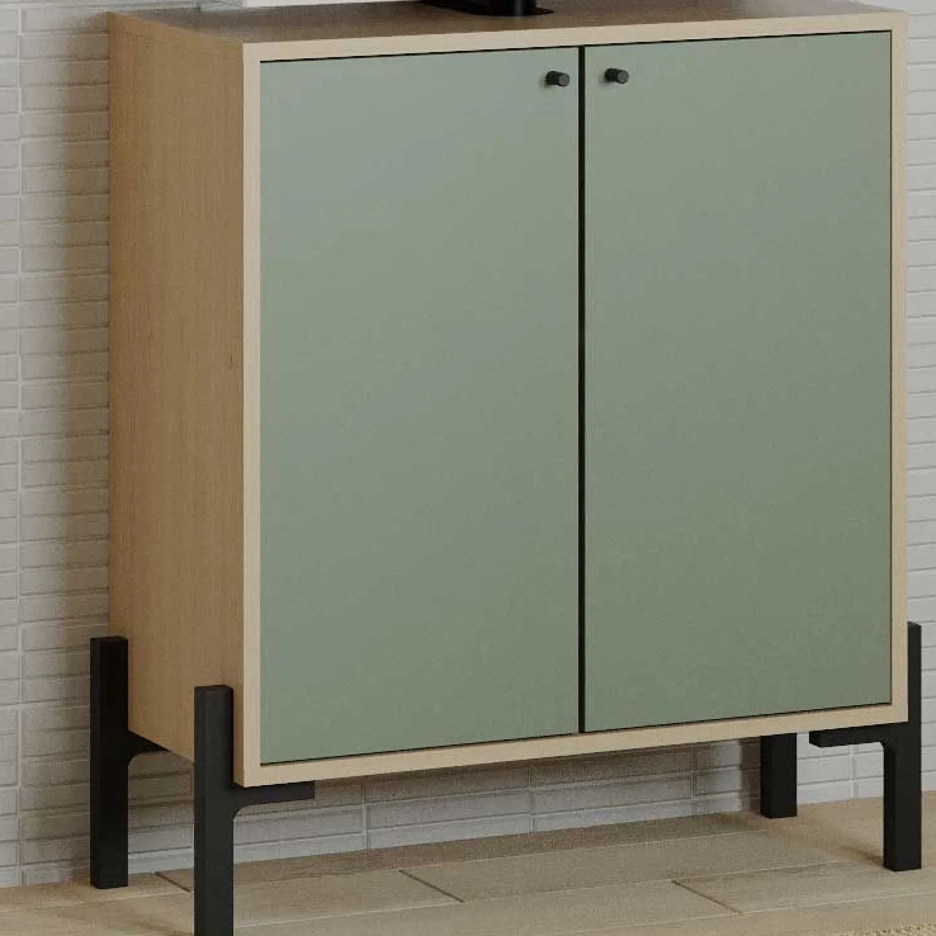 Unterschrank Calypso - 64x33x78cm - 2 Türen - Eiche Dekor/Grün