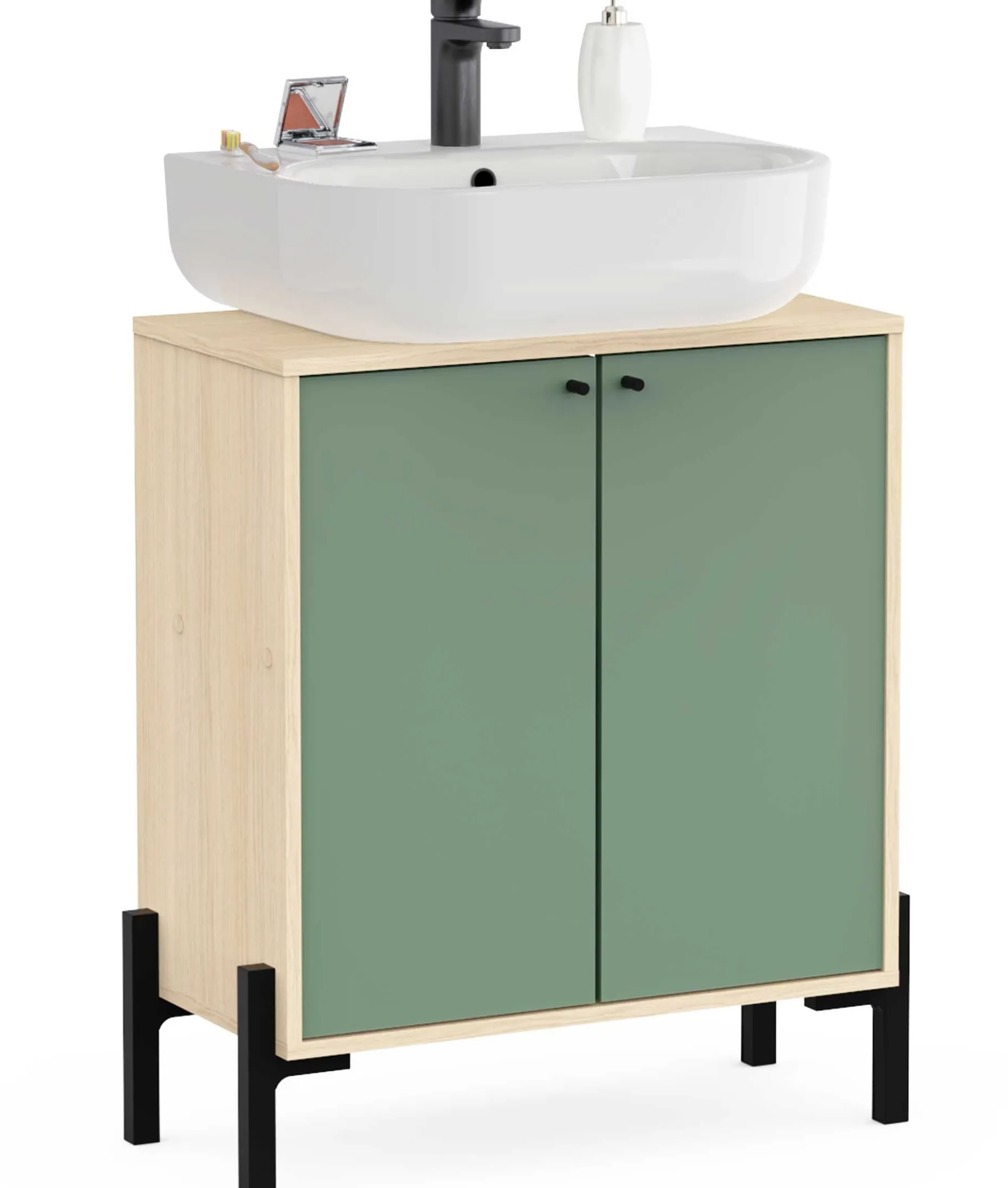 Unterschrank Calypso - 64x33x78cm - 2 Türen - Eiche Dekor/Grün