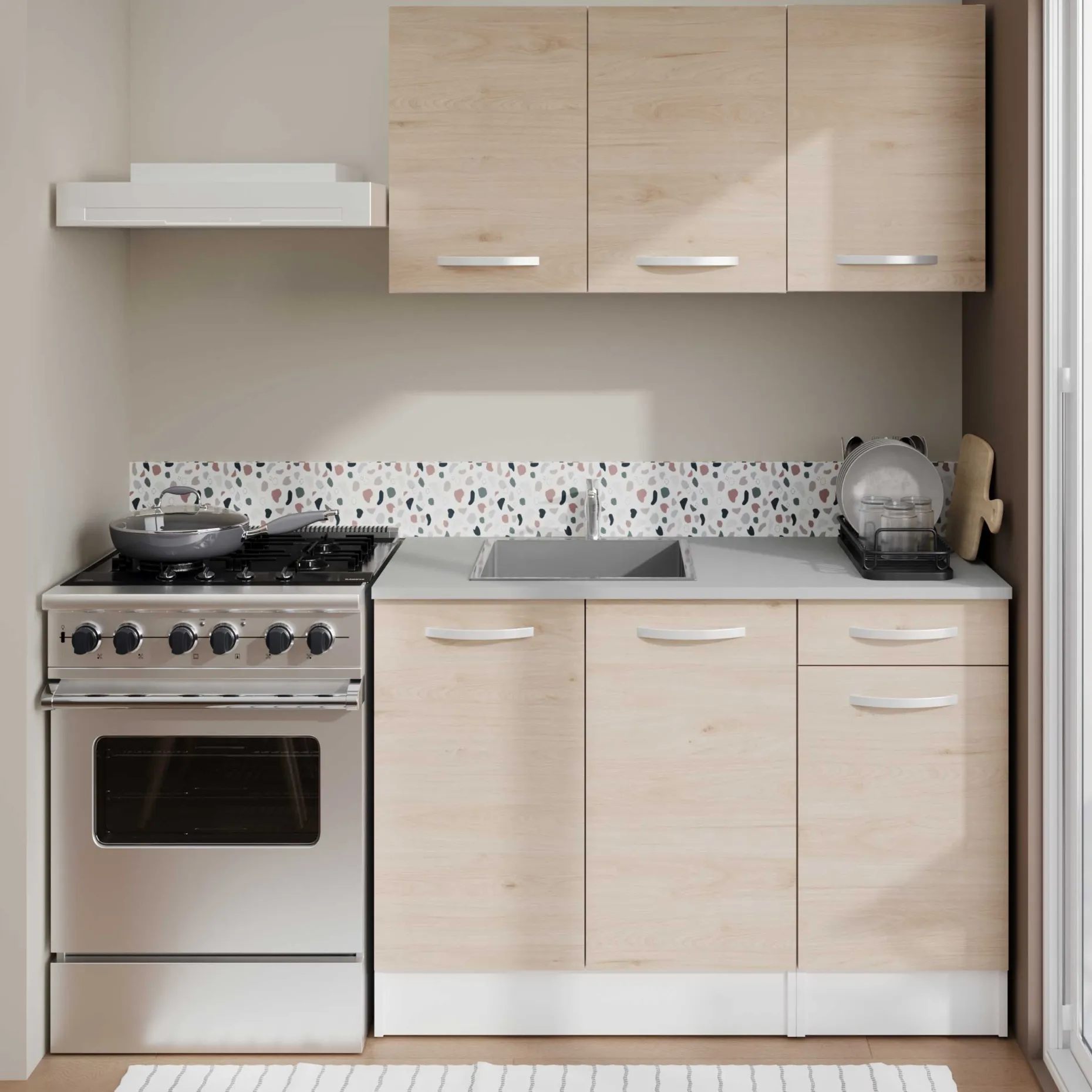 Unterschrank Eko 80 cm für Spüle mit 2 Türen - Eiche