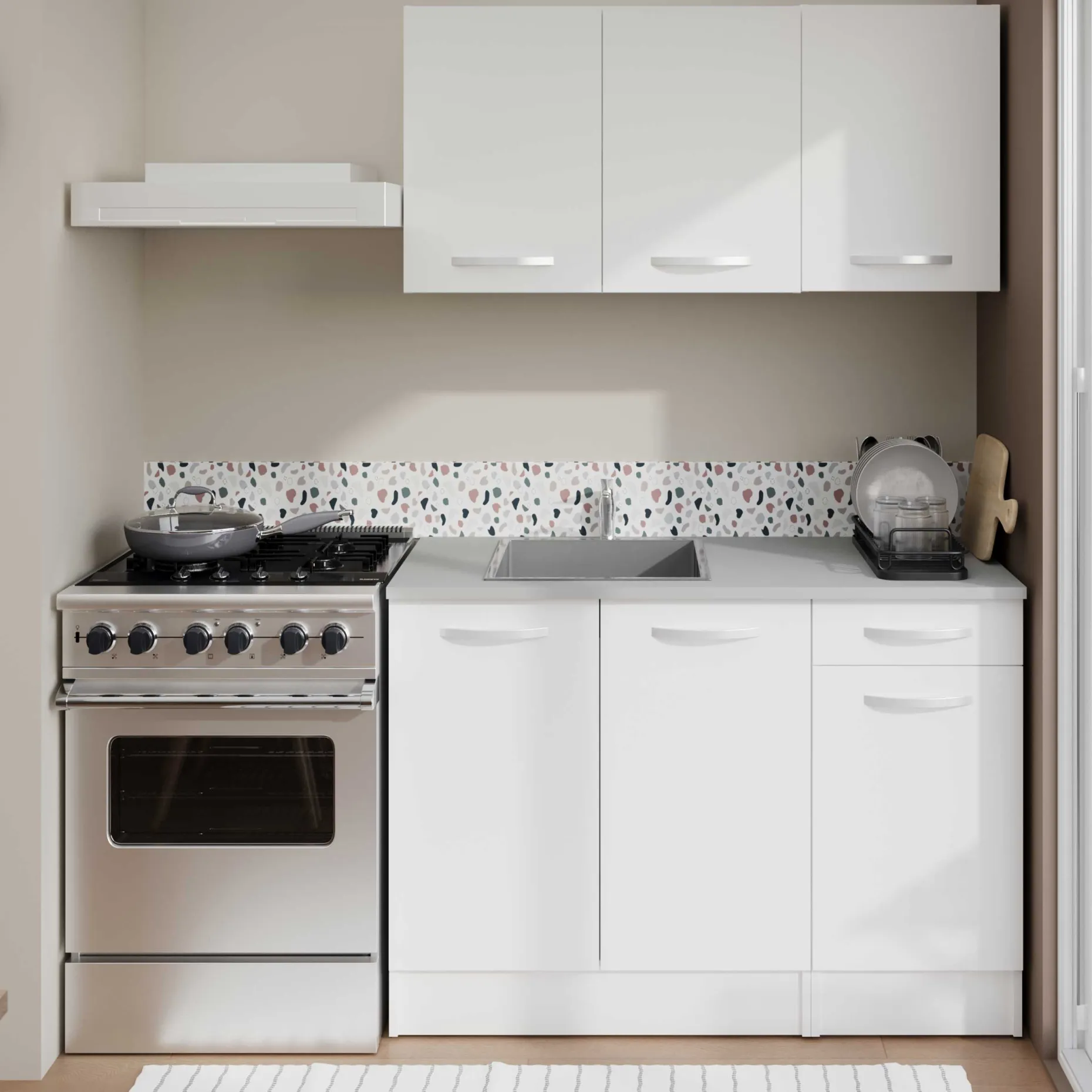 Unterschrank Eko 80 cm für Spüle mit 2 Türen - weiß