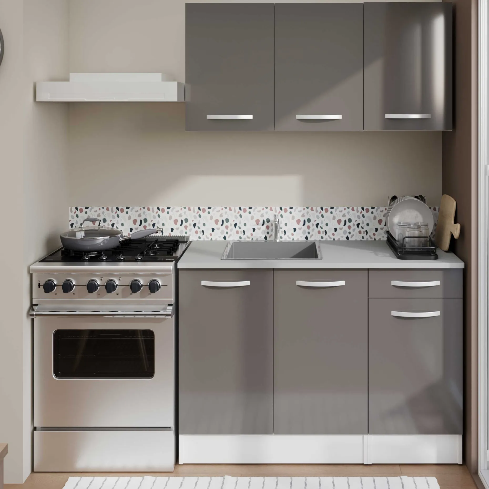 Unterschrank Eko 80 cm für Spüle mit 2 Türen - grau