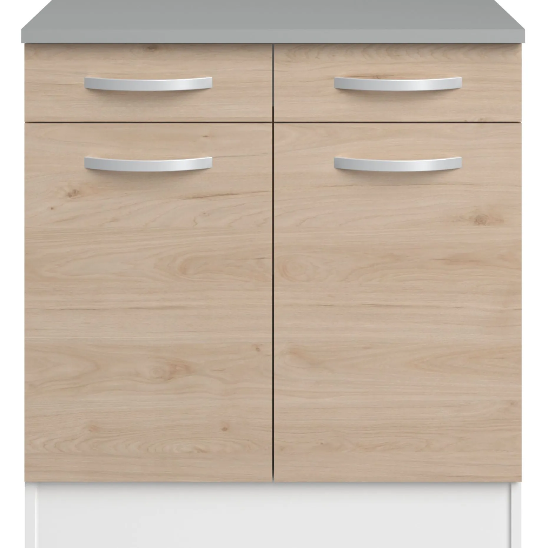 Unterschrank Eko 80cm 2 Türen und 2 Schubladen - Eiche