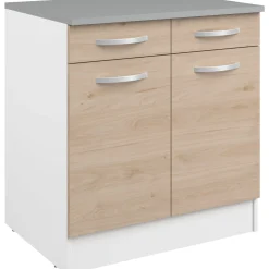 Unterschrank Eko 80cm 2 Türen und 2 Schubladen - Eiche