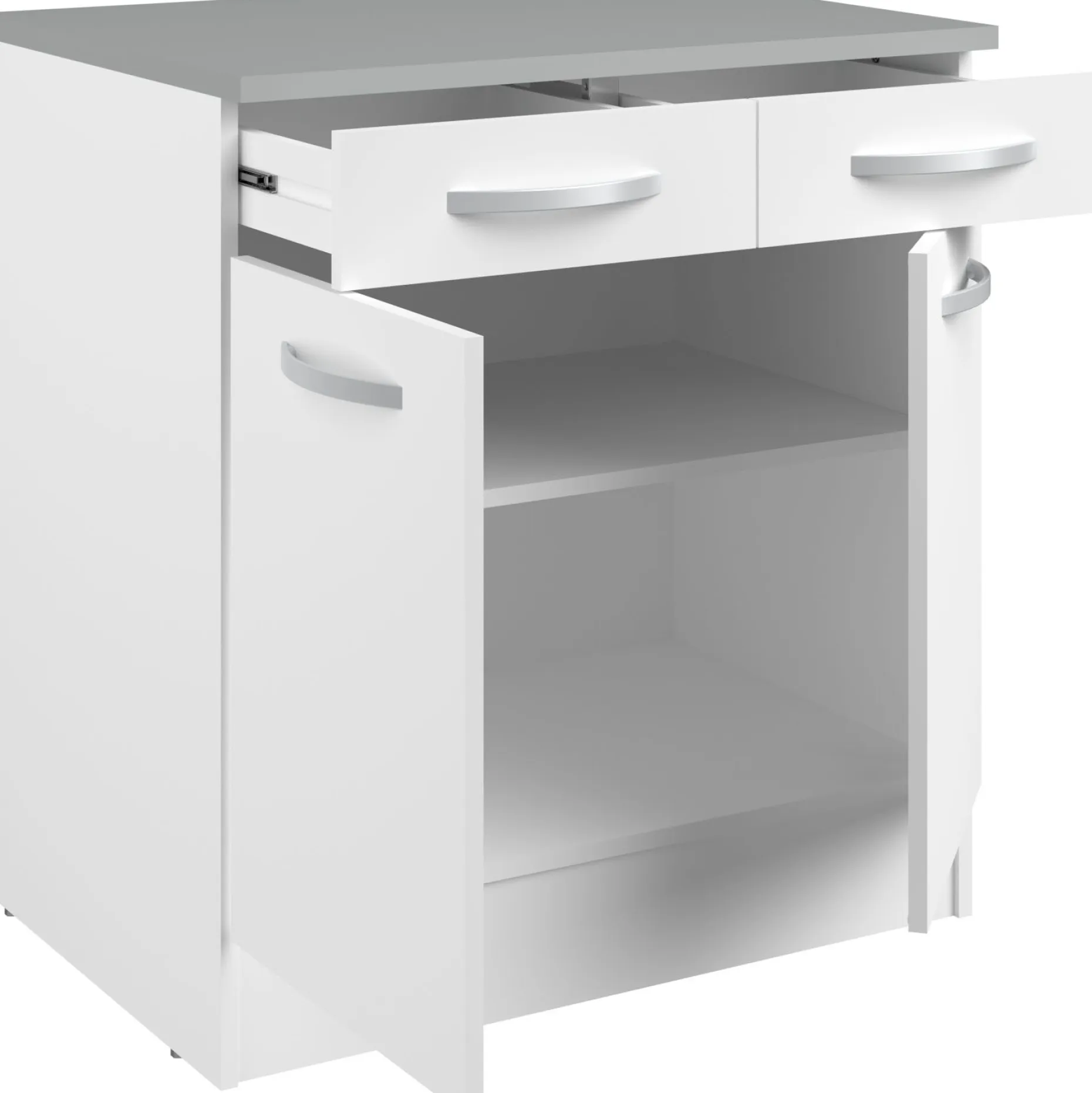 Unterschrank Eko 80cm 2 Türen und 2 Schubladen - weiß