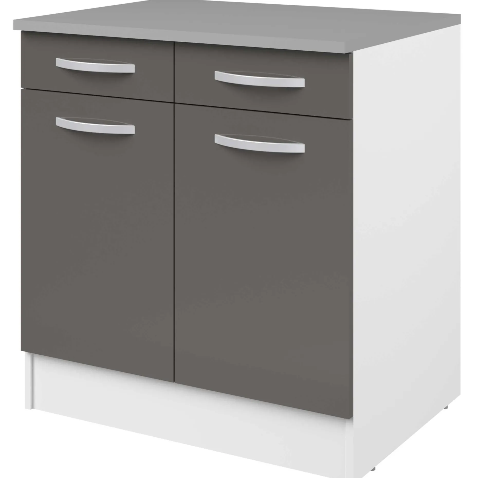 Unterschrank Eko 80cm 2 Türen und 2 Schubladen - grau