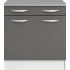 Unterschrank Eko 80cm 2 Türen und 2 Schubladen - grau