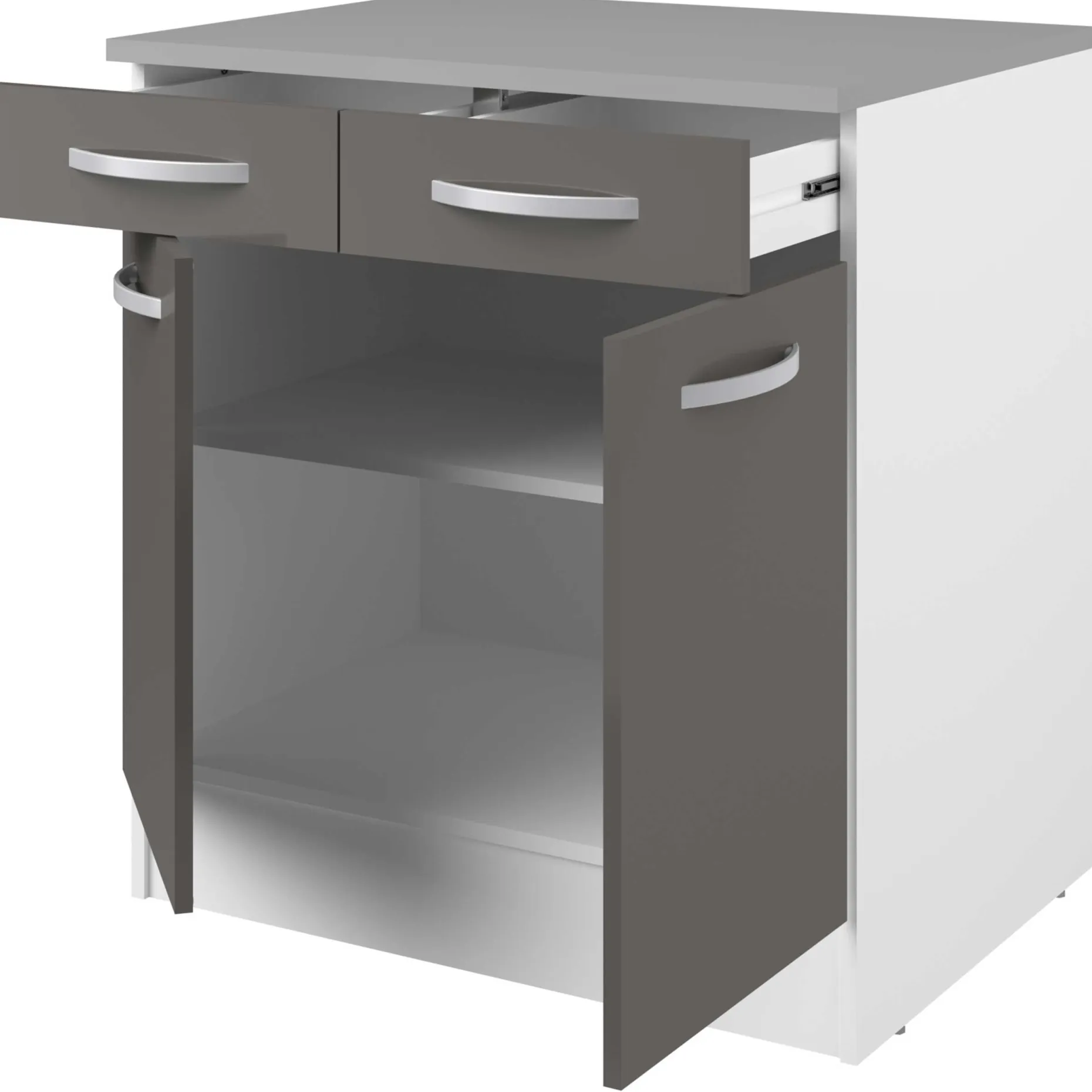 Unterschrank Eko 80cm 2 Türen und 2 Schubladen - grau