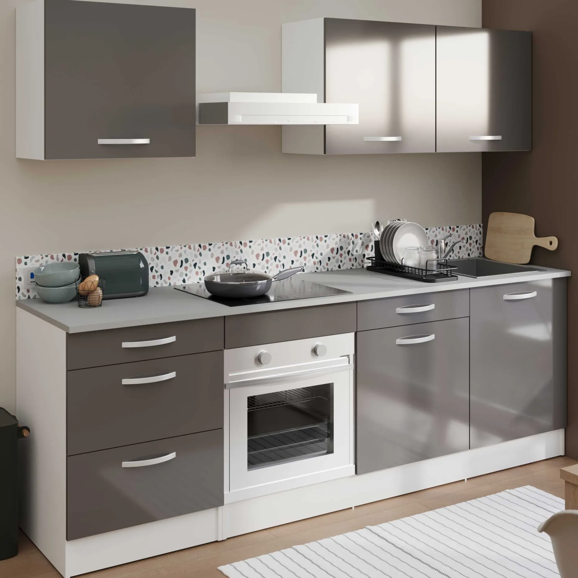 Unterschrank Eko 60x60 mit 3 Schubladen - grau