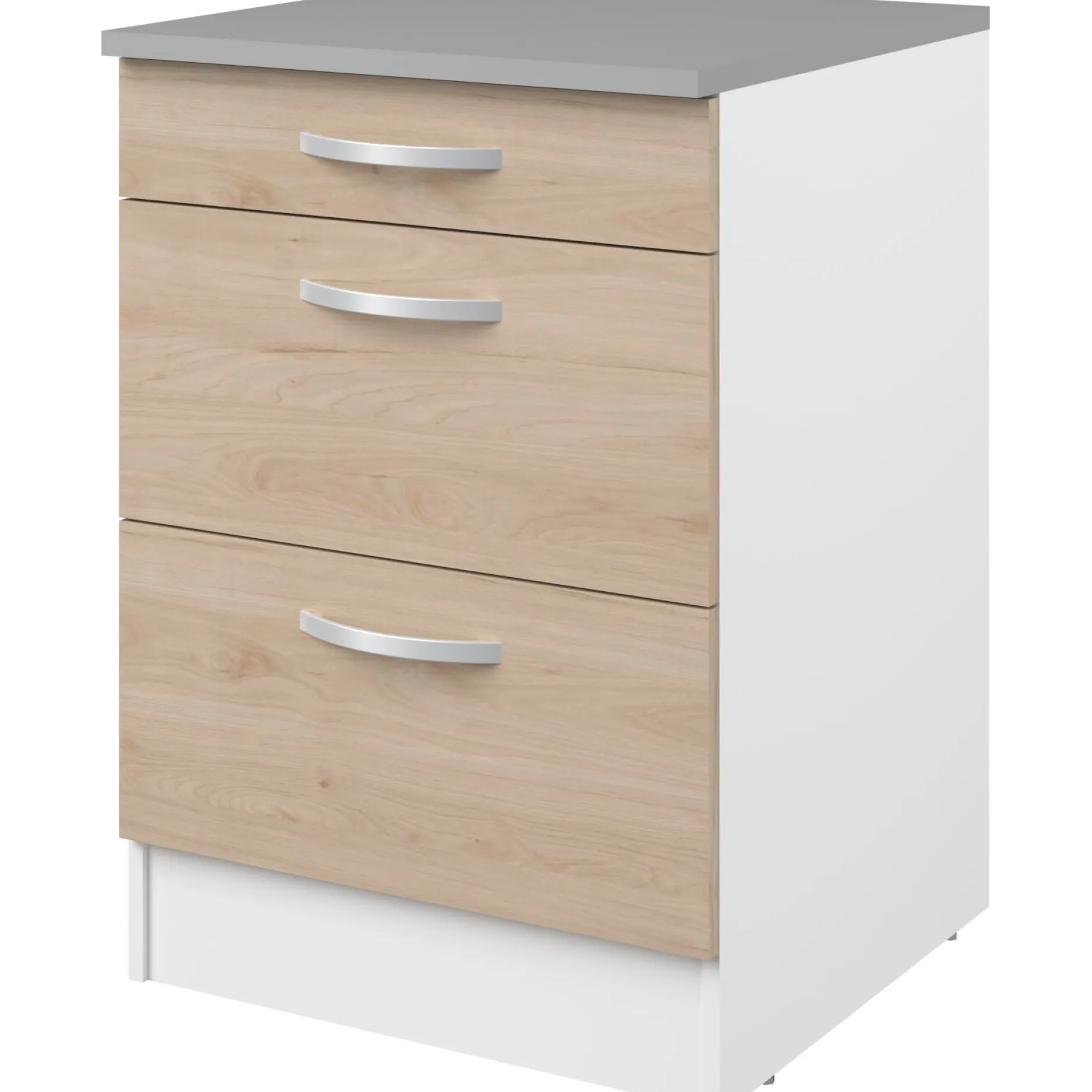 Unterschrank Eko 60x60 mit 3 Schubladen - Eiche
