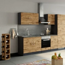 Held Unterschrank Sorrella 60cm für Backofen und Kochfeld - Eiche/Graphit