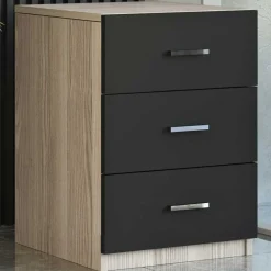 Vario C Schublade | 100 % MELAMIN | Eiche, Schwarz