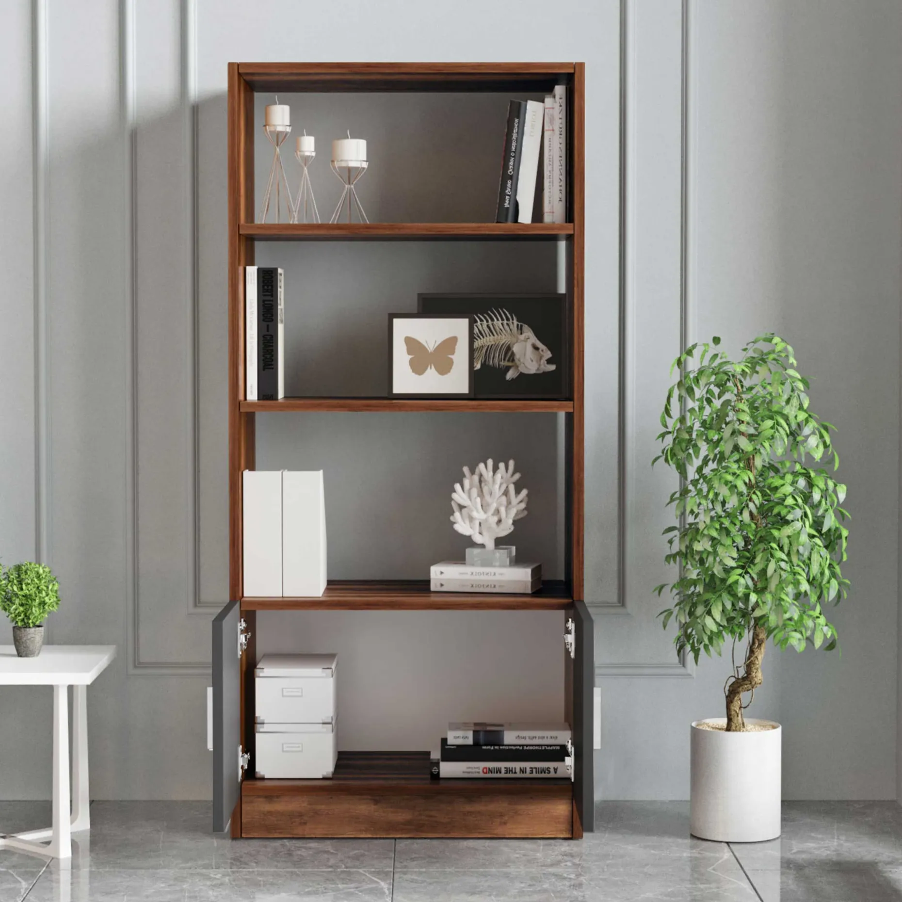 Vario D Bücherregal | 100 % MELAMIN | Walnuss, Anthrazit