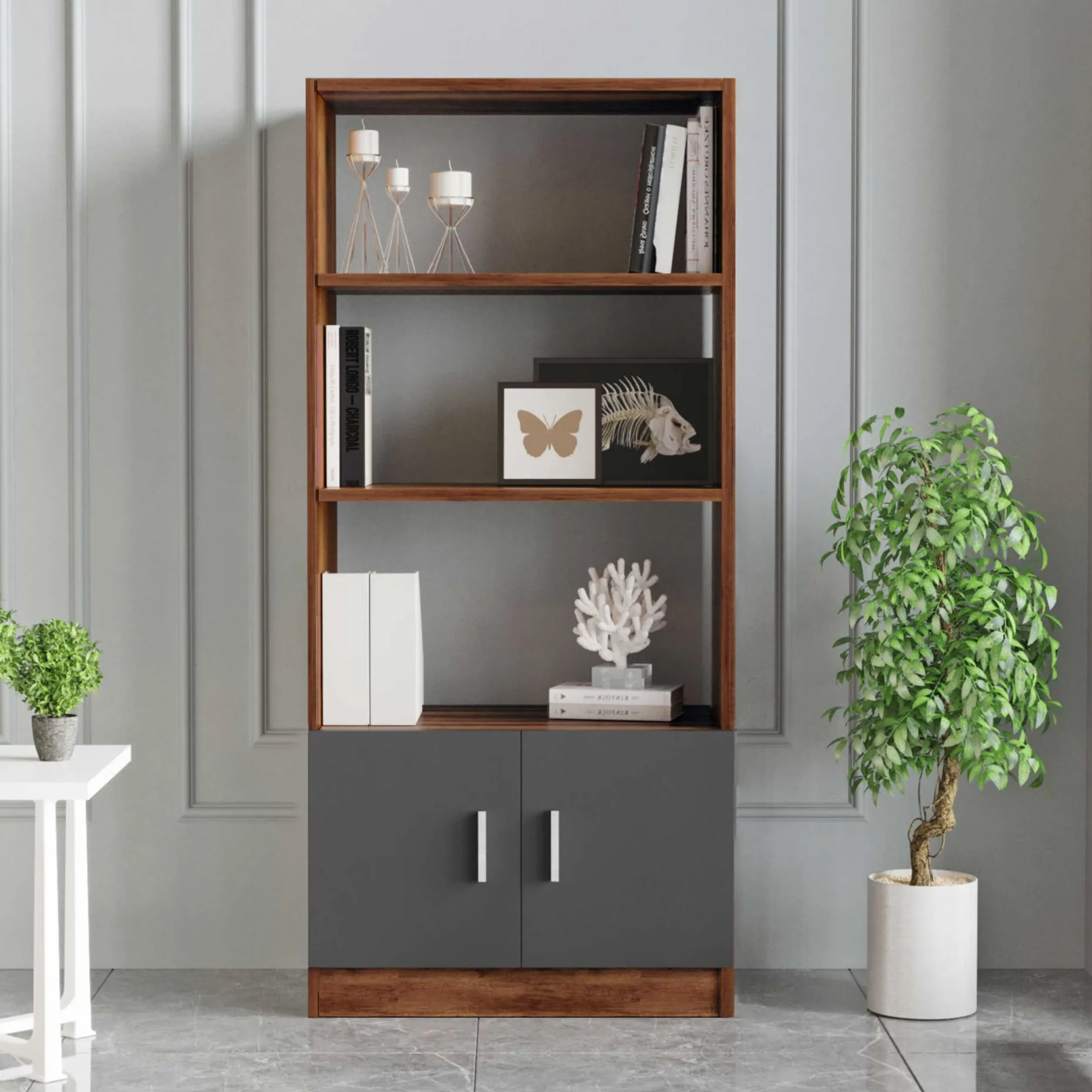 Vario D Bücherregal | 100 % MELAMIN | Walnuss, Anthrazit