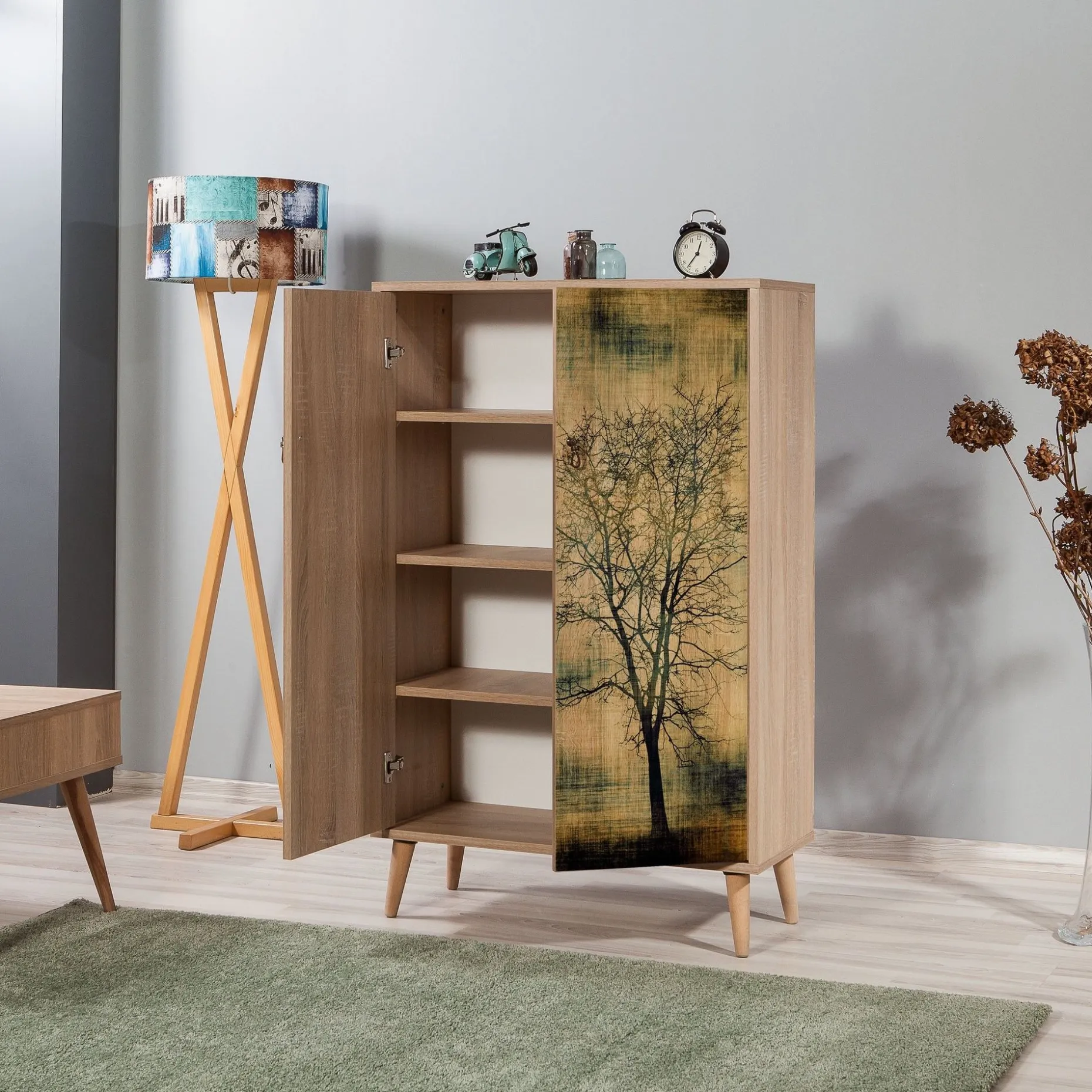 Vella Mehrzweckschrank | 100% Melamin | Eiche Sonoma