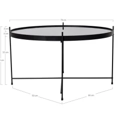House Nordic Venezia er Couchtisch: Stahl und Glas Ø70xh40cm