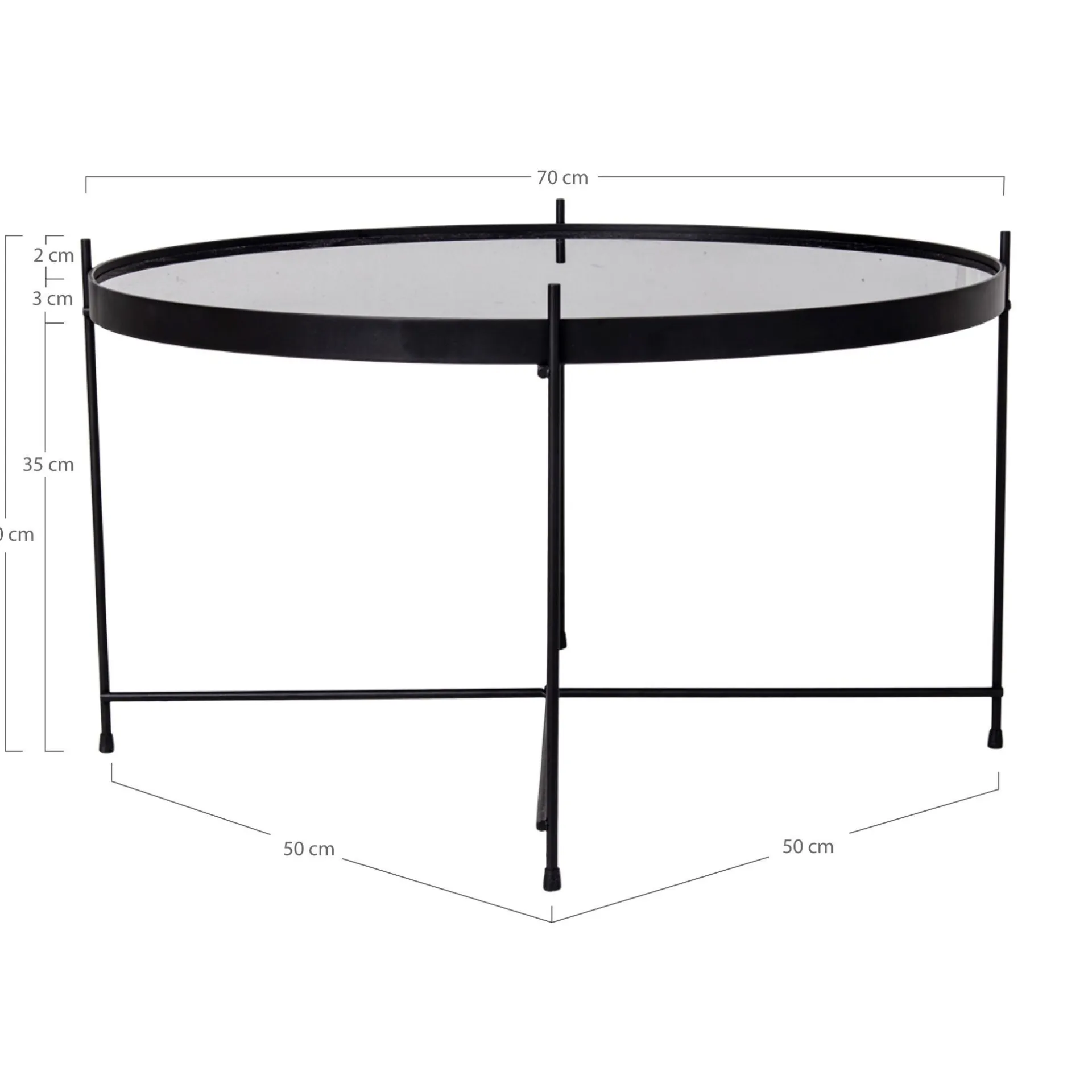 House Nordic Venezia er Couchtisch: Stahl und Glas Ø70xh40cm