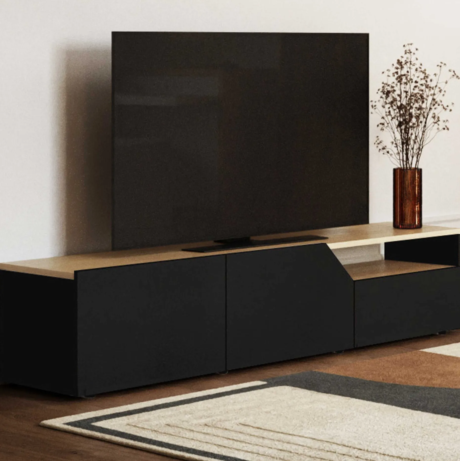 Verabelle TV-Schrank-schwarz/hell Eiche