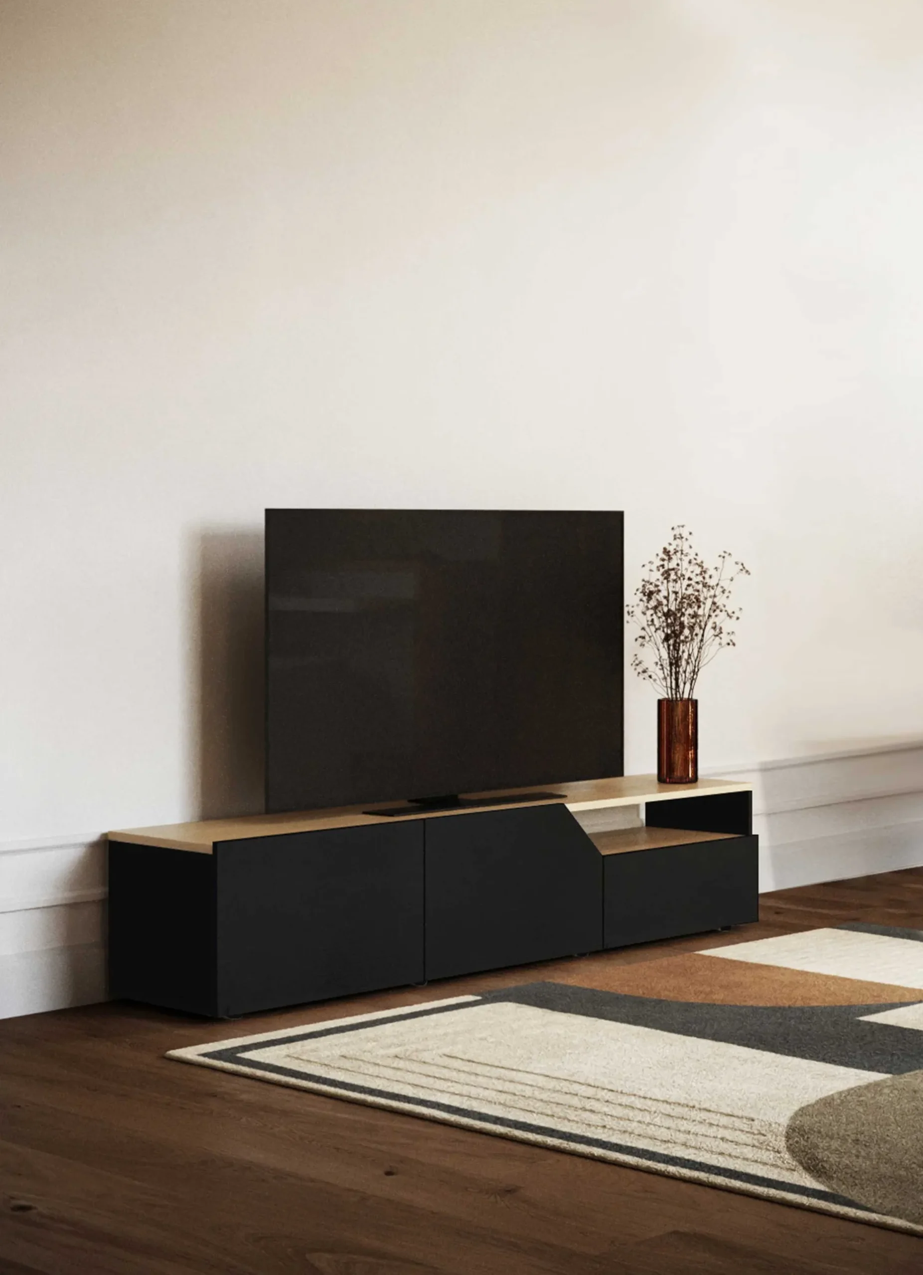 Verabelle TV-Schrank-schwarz/hell Eiche