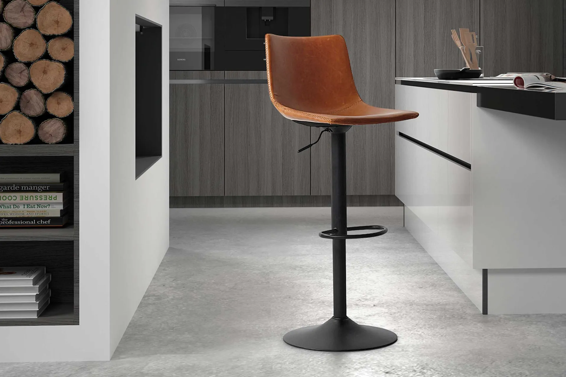 Rousseau Verstellbarer Barhocker Fontana - cognac