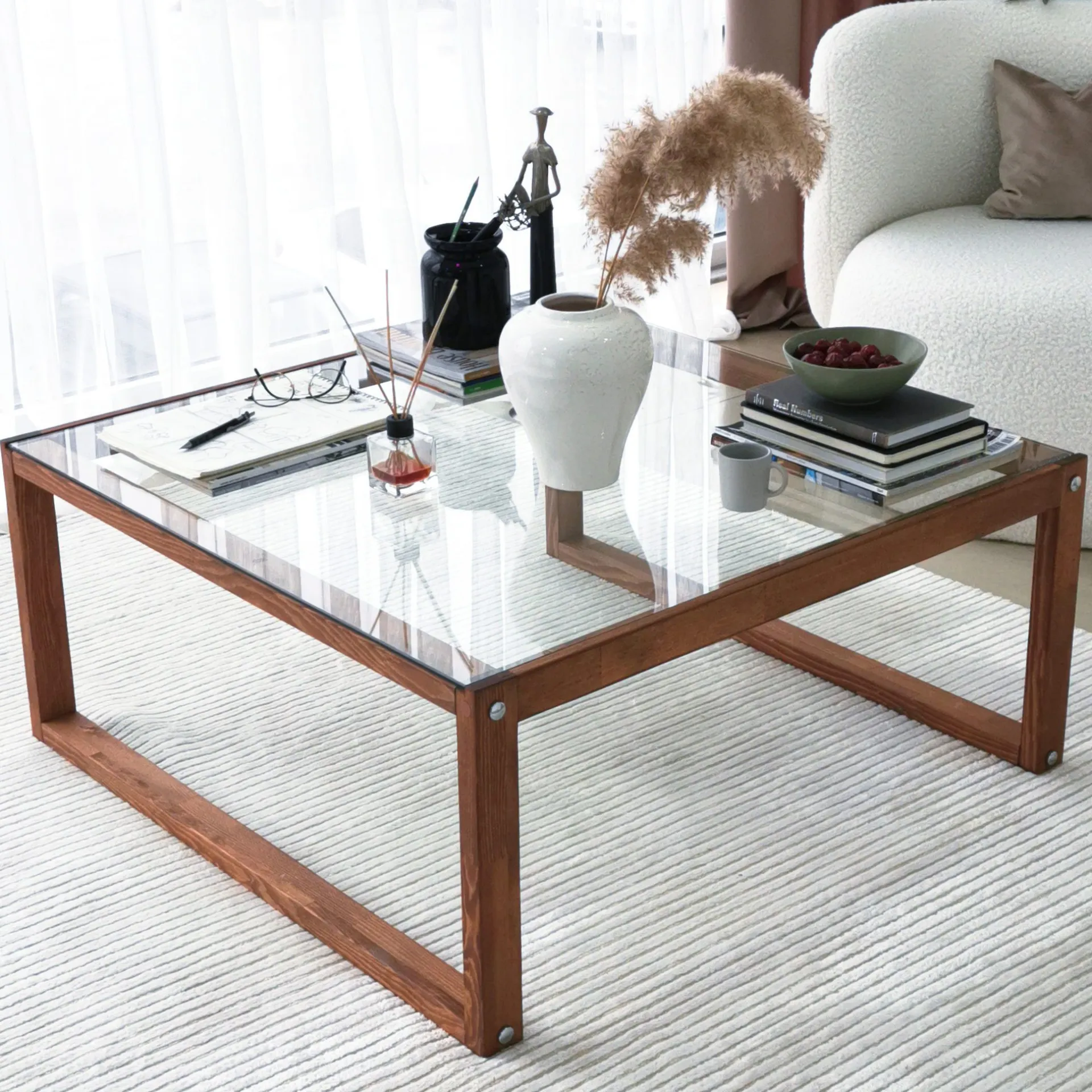 Emob Via Couchtisch | GEHÄRTETES GLAS | Holz