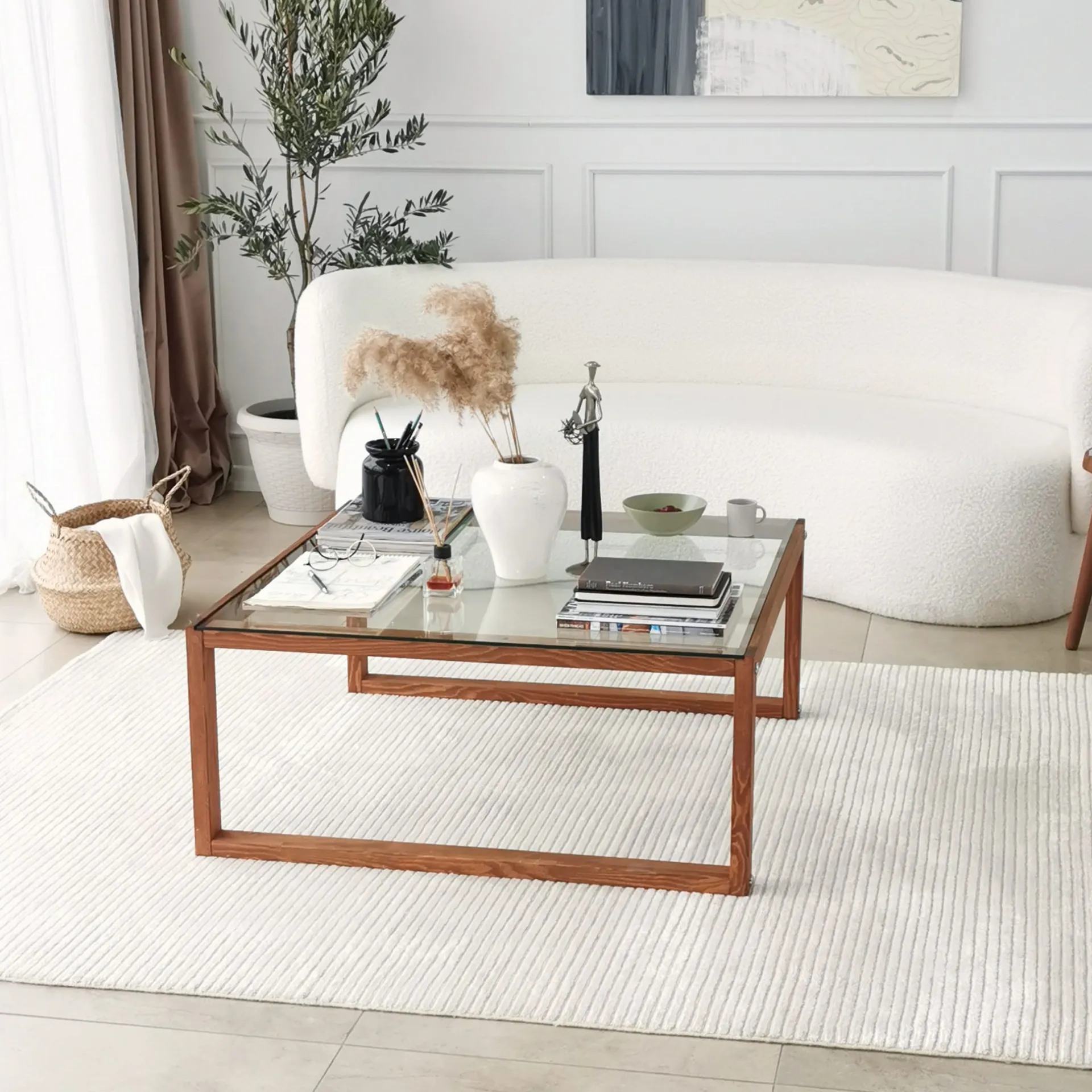 Emob Via Couchtisch | GEHÄRTETES GLAS | Holz